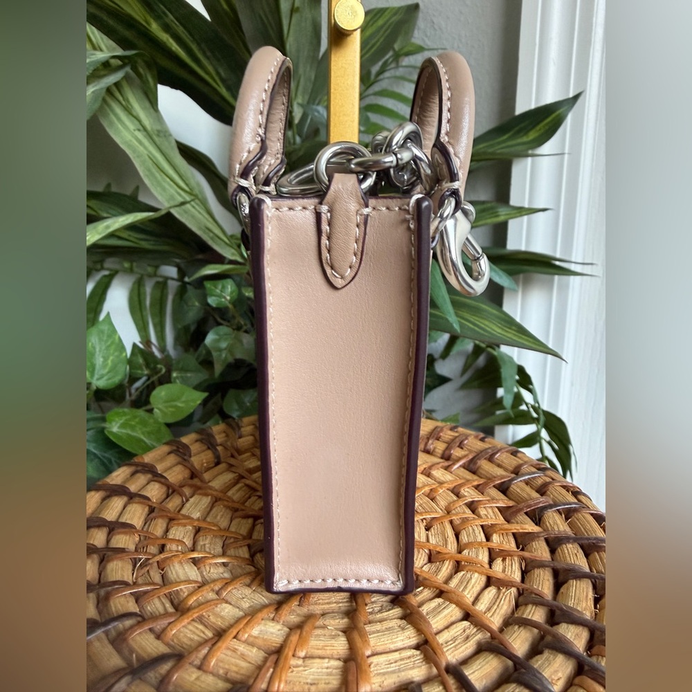 Coach North/South Mini Tote Bag Charm in Signature Canvas Tan & Beige F2448 NWOT - Picture 8 of 12